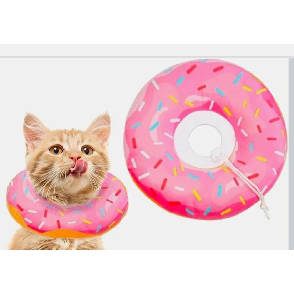 Cat Donut Recovery Collar Pink Adjustable Soft PP Cotton Protective Neck Collar